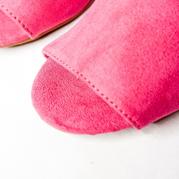GAP Open-Toe Pink Block Heel Faux Suede 6 NWOT - Picture 7 of 8